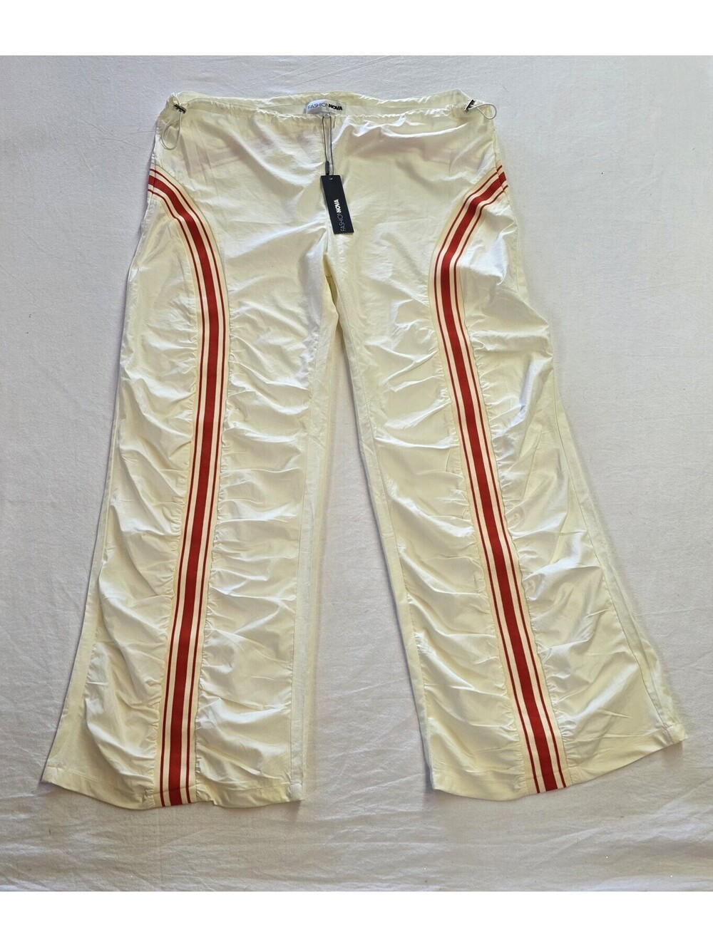 Fashion NOVA Sporty Spice Nylon Pant - Red Stripe White/combo Large - Picture 3 of 11